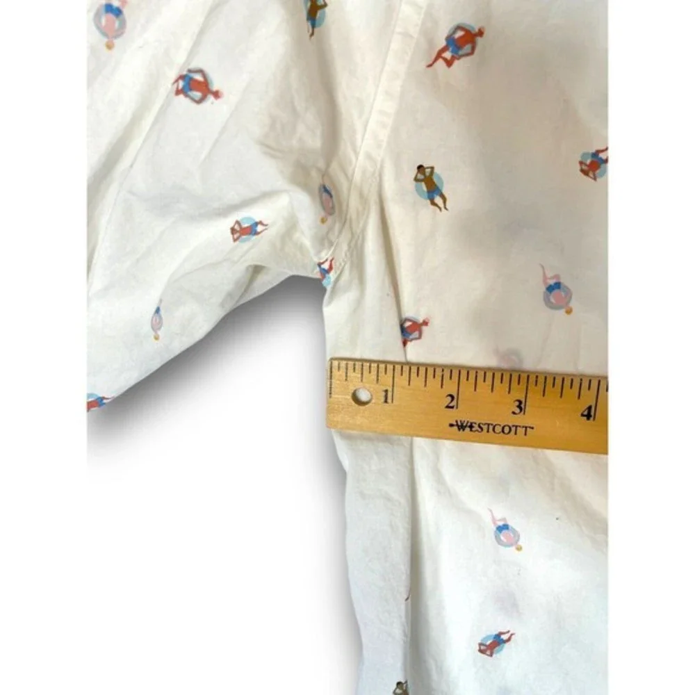Bonobos Button Up‎ Shirt Mens L white Swim Float Pattern Long Sleeve Slim Fit